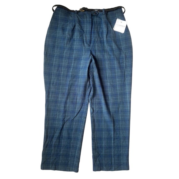 Sag Harbor Pants - Sag Harbor Pants Women 12 Blue New Plaid Belted Dress Trousers High Rise
